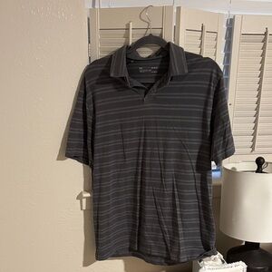 Gray striped Under Armour Polo